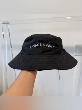 Savage X Fenty Black Wide-Brim Bucket Hat